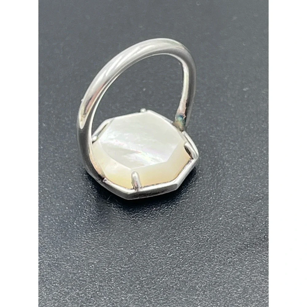 Kendra‎ Scott Mother of Pearl Davis Sterling Silver Cocktail Ring Sz 5
